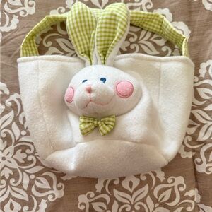 White and Green Bunny Kids Easter Basket